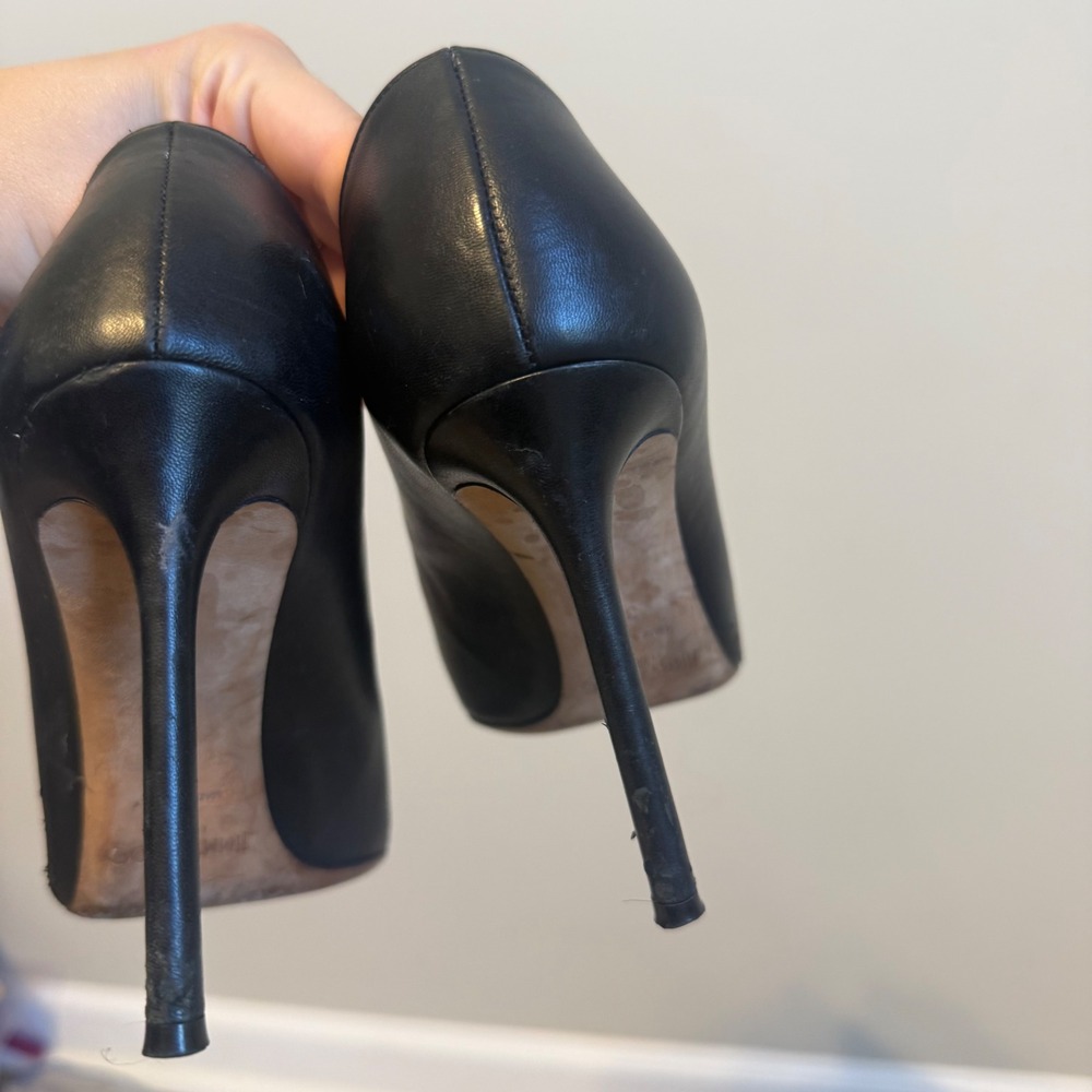 Jimmy Choo Black Leather Pointed Toe Stiletto Pumps Heels IT 38 US 8 - Picture 10 of 16